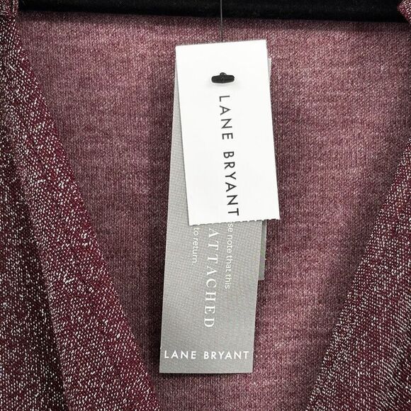 Lane Bryant Lurex Faux-Wrap Collar Midi Dress Deep Cranberry Size 30/32 NWT - Picture 4 of 11